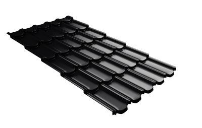 Металлочерепица Grand Line Kvinta Plus 3D PurLite Matt RAL 9005 Черный